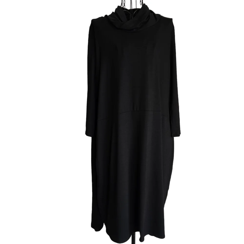 🔥NWT Eileen Fisher Petite Fine Tencel Jersey Mock Neck 3/4 Sleeve Dress Size PM